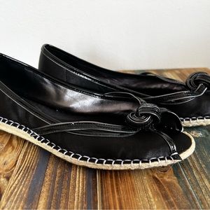 Cole Haan G Series Black Satin Peep Toe Rope Tie Espadrilles Women’s Size 8